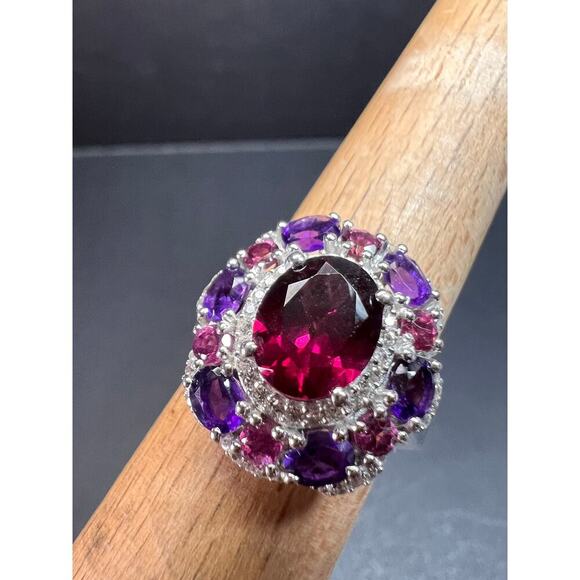 NEW rhodolite garnet and amethyst ring in sterling silver size 7 - Picture 13 of 16